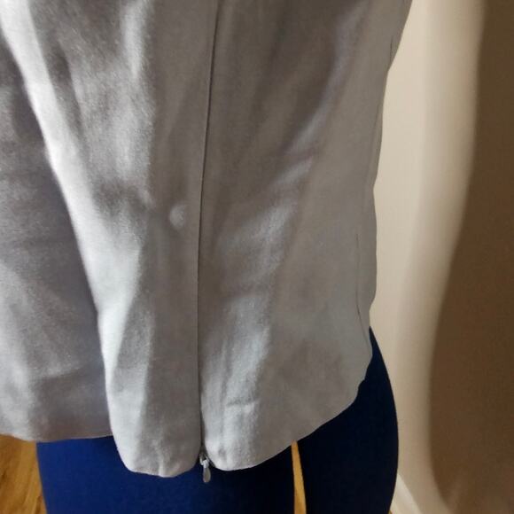 Positive Attitude 2pc Baby Blue Tank Top Linen Jacket Brown Embroi Beaded Flower - Picture 7 of 15